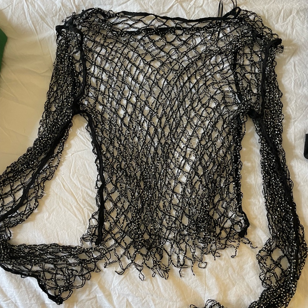 Zara Fishnet Top with Embellishments
